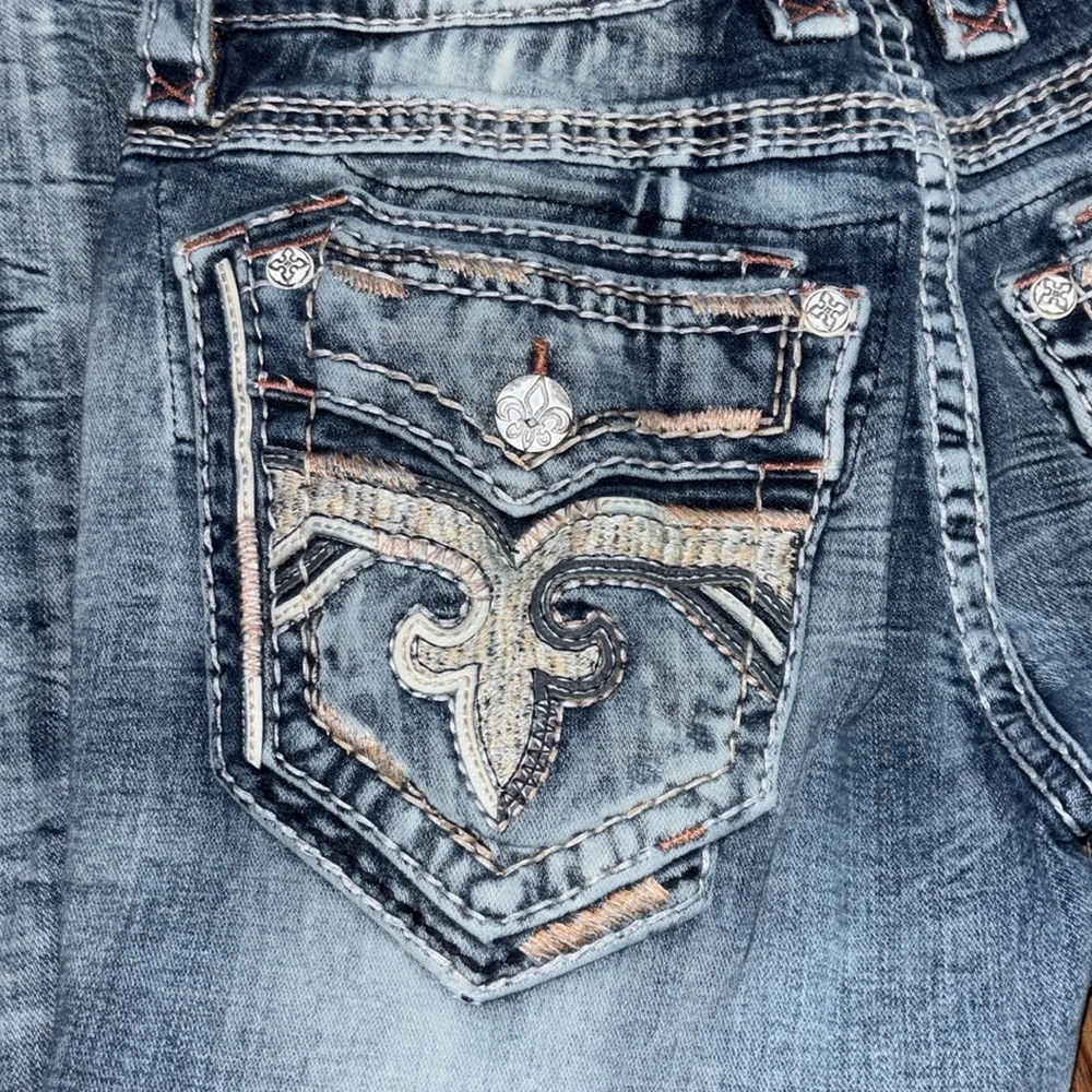 Rock Revival Women's Light Blue Embroidered Back Pocket Boot Cut Jeans